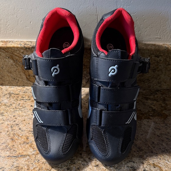 Peloton Shoes - Peloton Black Cycling Shoes with Red Interior
